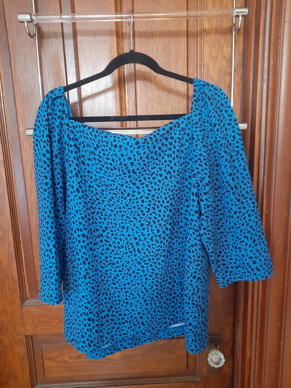 Ann Taylor Teal Blue Animal-Print Blouse